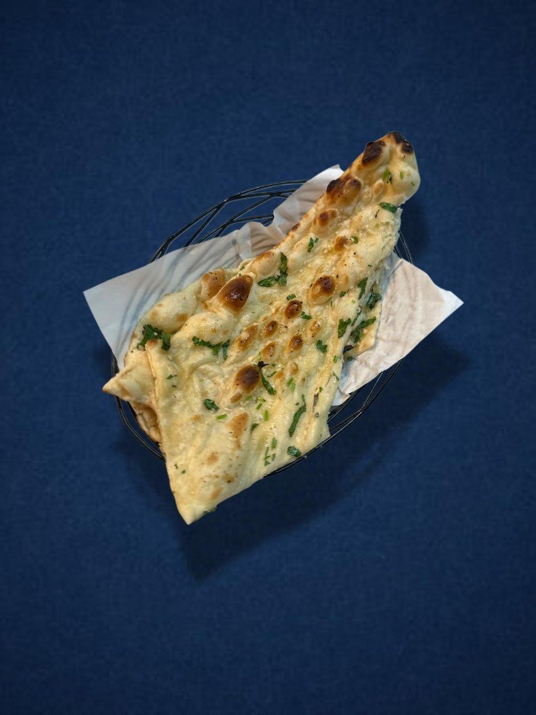 Garlic naan in a basket
